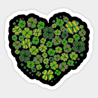 Heart Shamrock Lucky St Patricks Day Shirt Women Girls Kids Sticker